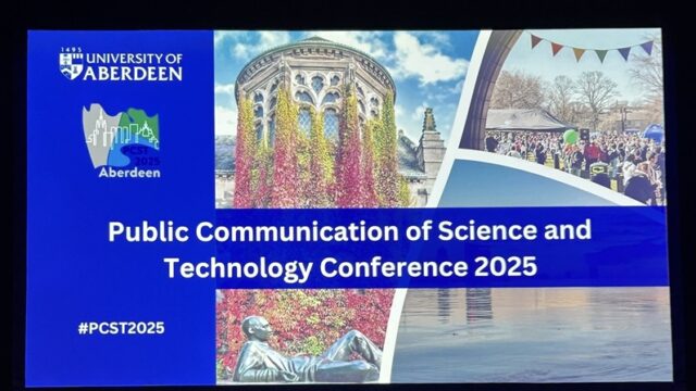 PCST-konferenssin visuaalinen aloitusdia. Kuva: Marjo Honkaranta.