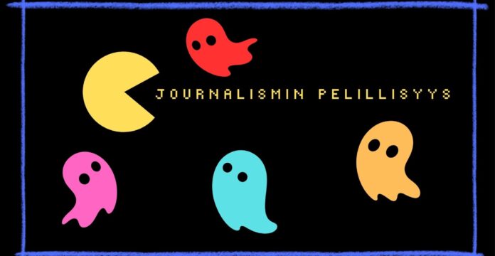 Kuvassa värikkäitä hahmoja kuvastamassa journalistin pelillistämistä