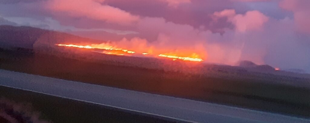 A volcanic eruption on the way to Keflavik airport