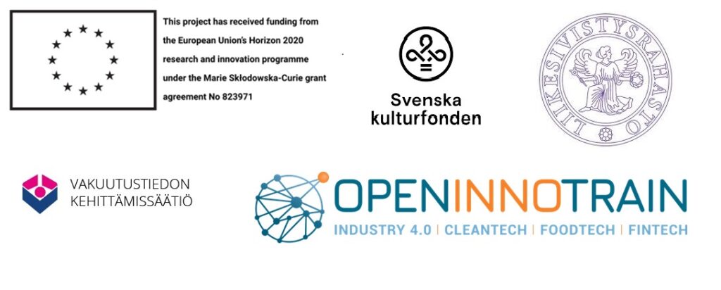 EU Horizon 2020, Svenska kulturfonden, OpenInnoTrain, Liikesivistysrahasto, Vakuutustiedon kehittämissäätiö